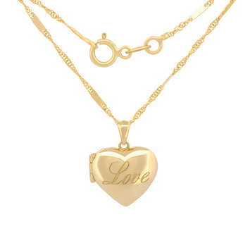 Cadena Con Dije De Corazón Relicario Love Oro Sólido 10k