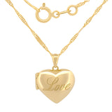 Cadena Con Dije De Corazón Relicario Love Oro Sólido 14k