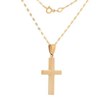 Cadena Dije Cruz Lisa 2.4 cm Oro 14k