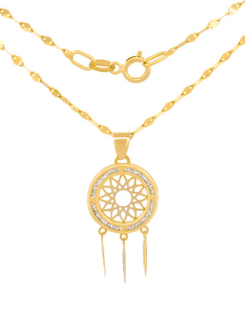 Cadena y Dije Atrapador de Sueños 1.2 cm Oro Sólido 14k