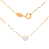 Bonita Gargantilla Dama Perla 4 Mm Oro Sólido 10k