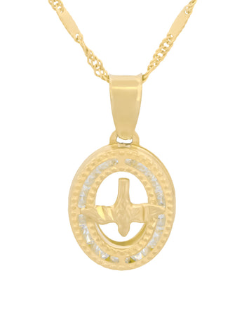 Cadena Medalla Espíritu Santo 1.1 cm Oro Sólido 10k