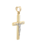 Dije Cristo Tubular 2.1 cm por 2.5 mm Oro Sólido 14k
