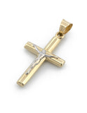 Dije Cristo Tubular 2.1 cm por 2.5 mm Oro Sólido 14k