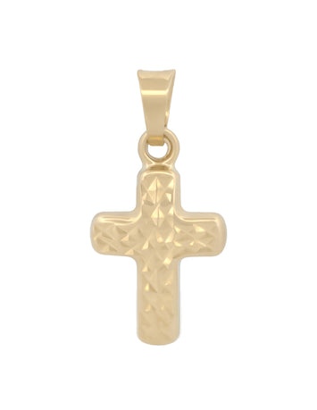 Dije Cruz Facetada 2 Vistas 1.2 cm Oro Sólido 10k