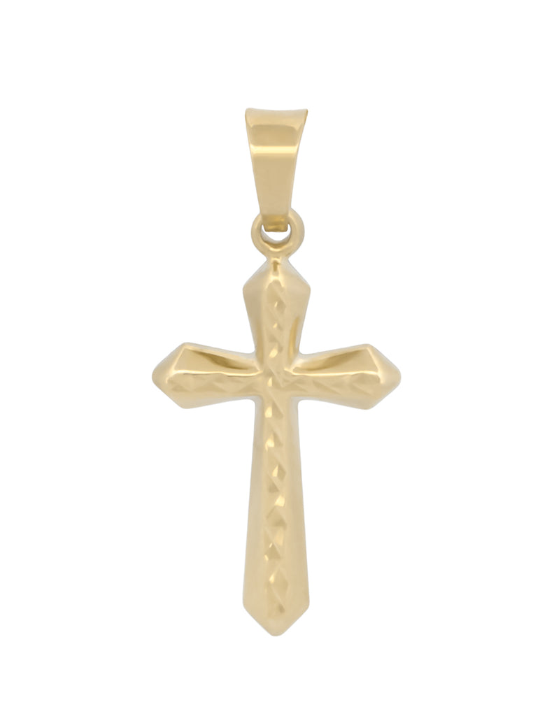 Dije Cruz Facetada 2 Vistas 1.5 cm Oro Sólido 10k