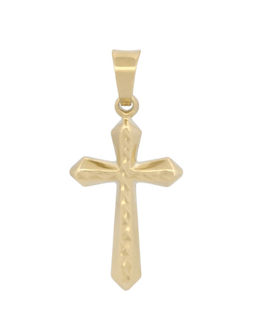 Dije Cruz Facetada 2 Vistas 1.5 cm Oro Sólido 10k