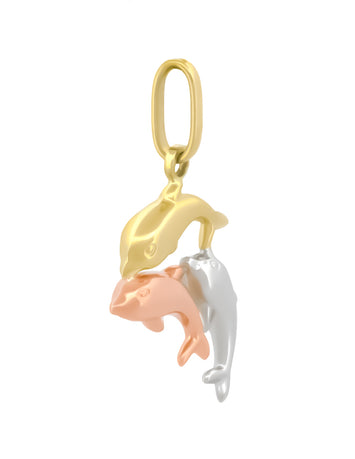 Dije Delfines 3 Oros Sólido 14k