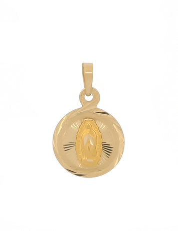 Medalla Dije Virgen De Guadalupe Facetada 1.5 cm Oro Sólido 14k