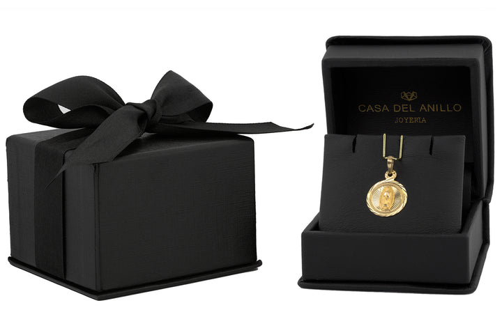 Medalla Dije Virgen De Guadalupe Facetada 1.5 cm Oro Sólido 14k