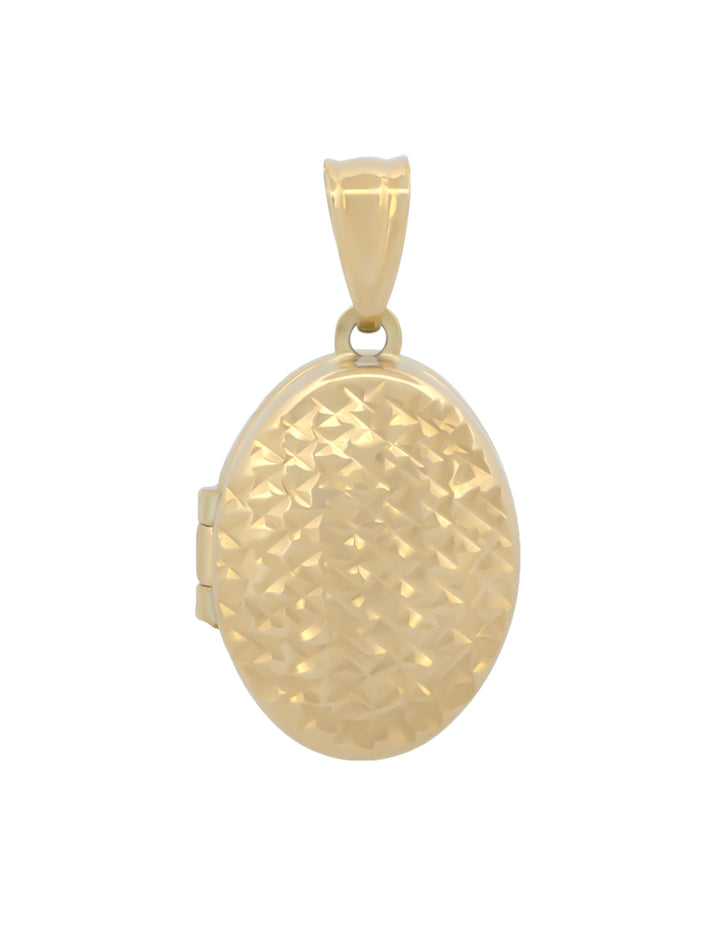 Dije Relicario Oval Facetado Oro Sólido 10k