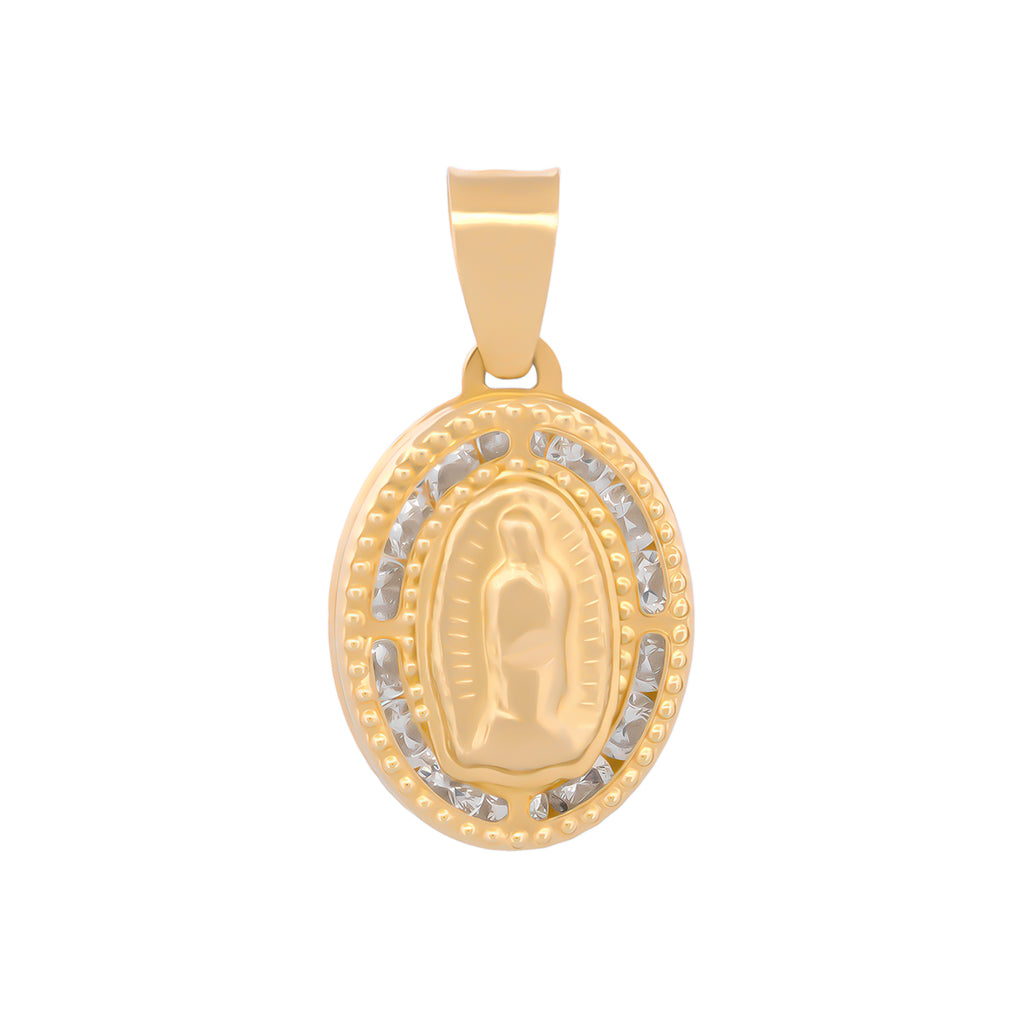 Dije Virgen Mini Dorada Oro Sólido 14K 1.1 cm