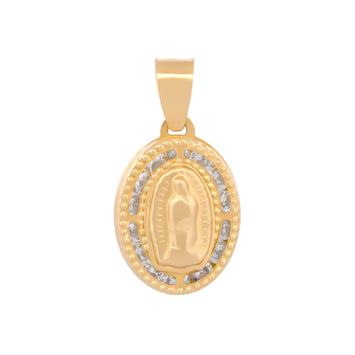Dije Virgen Mini Dorada Oro Sólido 14K 1.1 cm