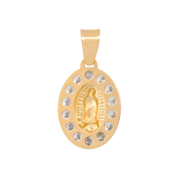 Dije Virgen Mini Dorada Oro Sólido 14K 1.1 cm
