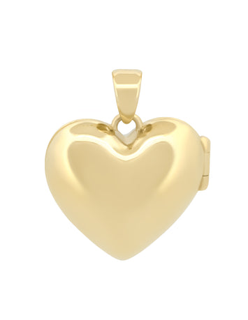 Dije Corazón Relicario Liso 1.5 cm  Oro Sólido 14k