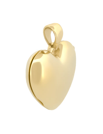 Dije Corazón Relicario Liso 1.5 cm  Oro Sólido 14k