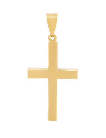 Hermoso Dije Cruz Lisa H Oro Sólido 14k