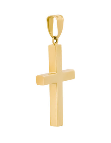 Hermoso Dije Cruz Lisa H Oro Sólido 14k