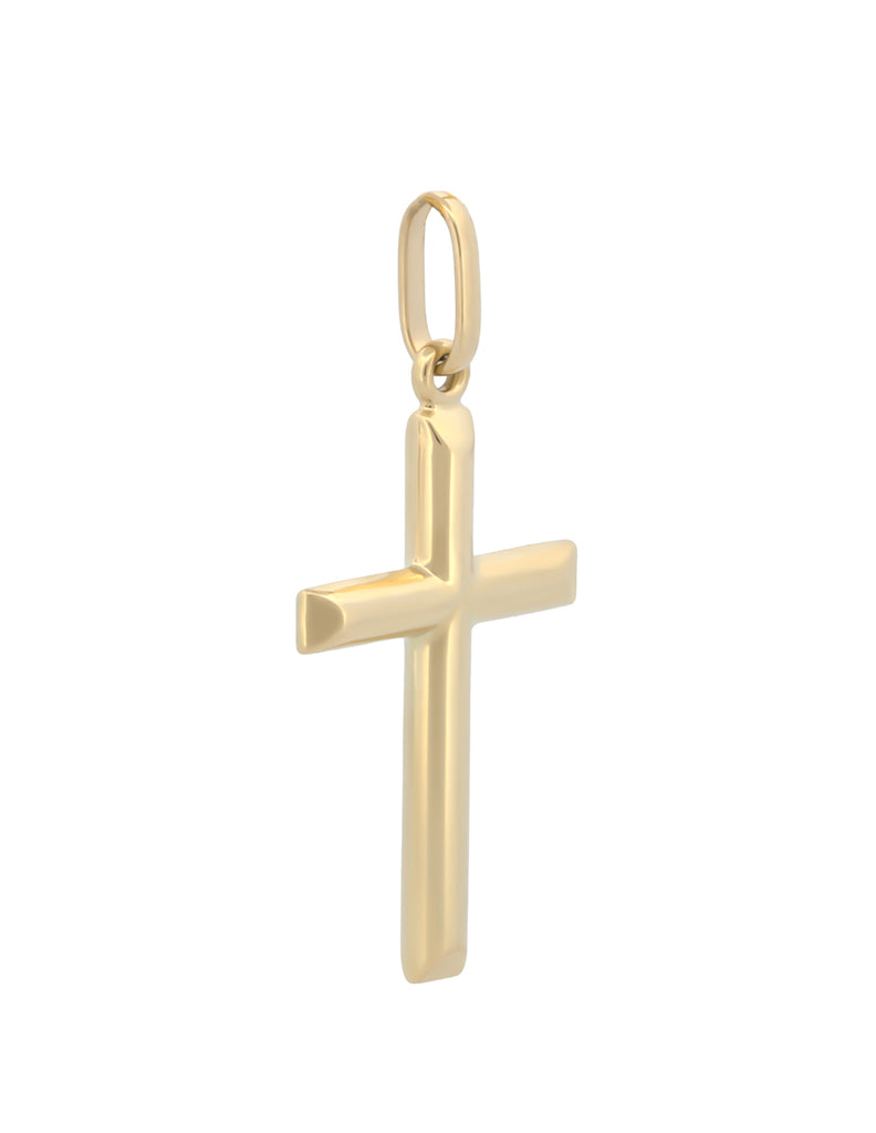 Dije Cruz Lisa Tubo 2.5 cm Oro 14k
