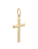Dije Cruz Lisa Tubo 2.5 cm Oro 14k