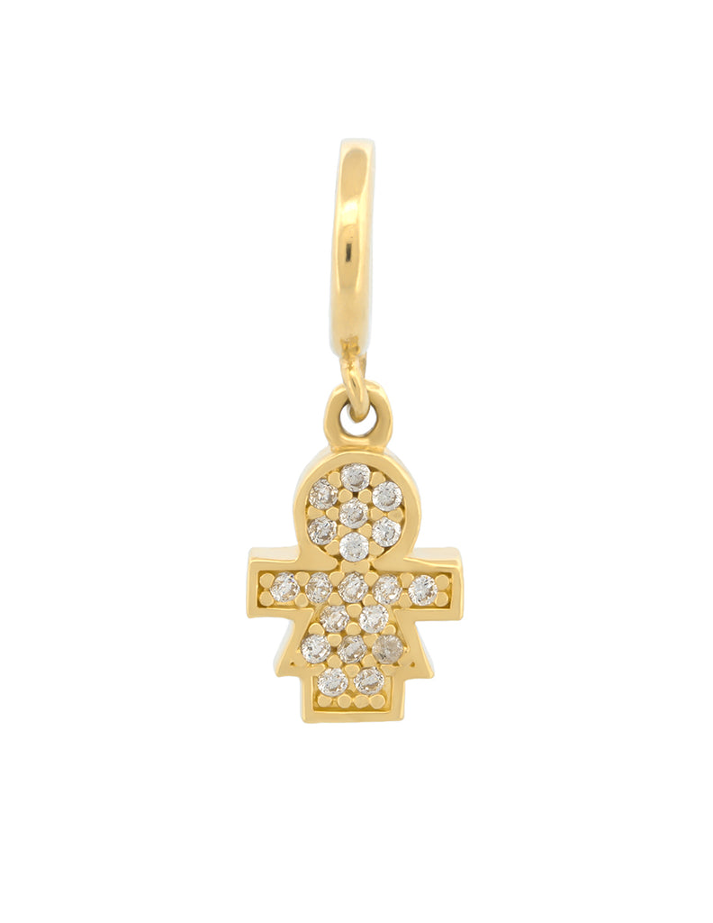 Dije Niña Zirconias Mini Para Pandora Oro Sólido 14k