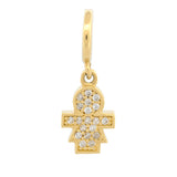 Dije Niña Zirconias Mini Para Pandora Oro Sólido 14k
