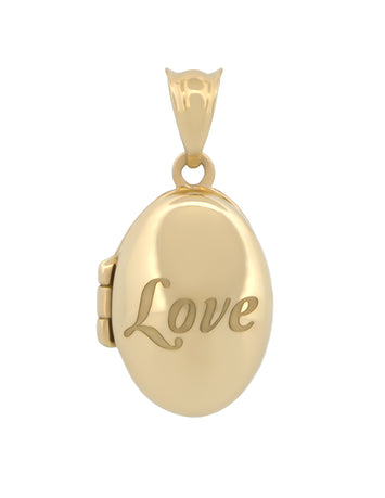 Dije Oval Love Relicario 1.5 cm  Oro Sólido 14k