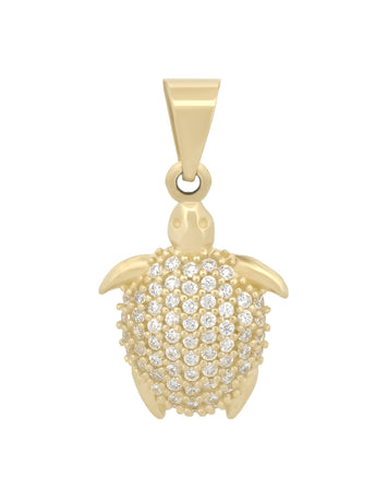 Dije Tortuga Piedras 1.5 cm Oro Sólido 10k