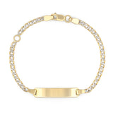 Esclava Barbada Diamantada Ajustable 16 a 14 cm Oro Sólido 14k