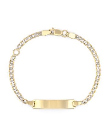 Esclava Barbada Diamantada Ajustable 14 a 12 cm Oro Sólido 14k