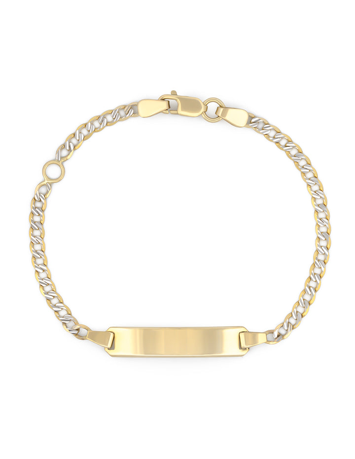 Esclava Barbada Diamantada Ajustable 16 a 14 cm Oro Sólido 14k