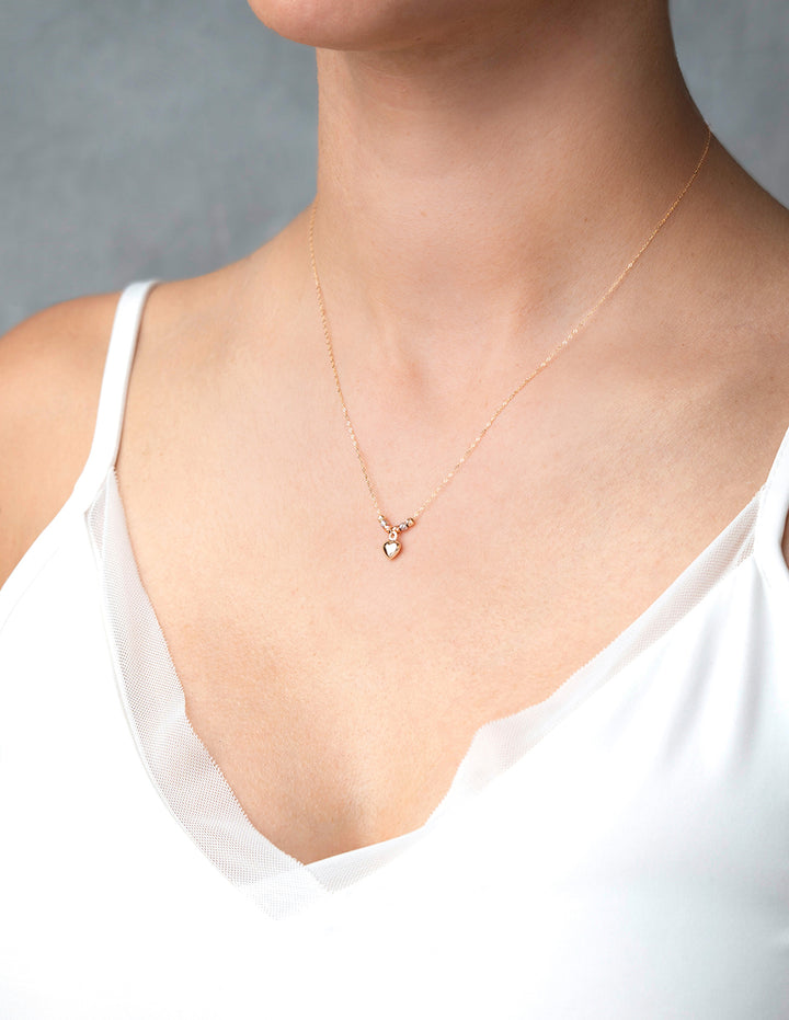 Cadena Gargantilla Corazón 5 mm 3 Oros 10k Sólido