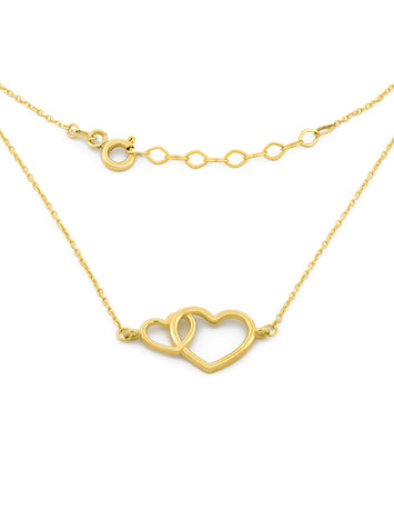 Cadena Gargantilla Corazones Enlazados Oro Sólido 14k