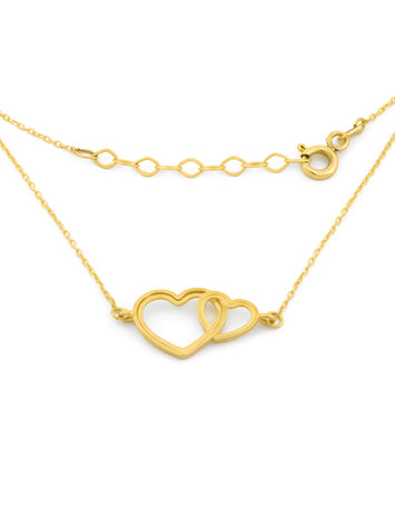 Cadena Gargantilla Corazones Enlazados Oro Sólido 10k