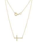Gargantilla Cruz Horizontal Diamantes Oro Sólido 14k