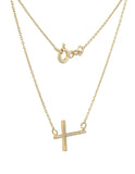 Gargantilla Cruz Horizontal Diamantes Oro Sólido 14k