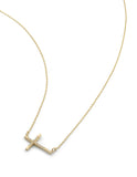 Gargantilla Cruz Horizontal Diamantes Oro Sólido 14k