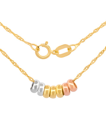 Cadena Gargantilla Dama 7 Aros Con 3 Oros De 14k Sólido