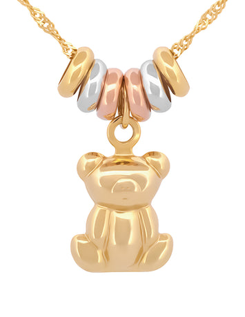Cadena Gargantilla Dama Osito Con 3 Oros 14k Sólido