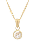 Hermosa Cadena Gargantilla Dama Piedra 6 Mm Oro Sólido 10k