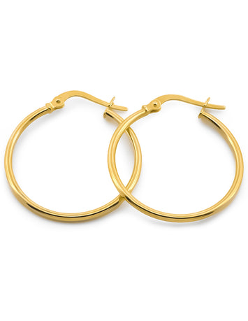 Arracadas Lisas 2.4 Cm Oro Sólido 18k
