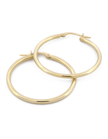 Hermosas Arracadas Lisas 2.9 Cm Oro Italiano Sólido 14k