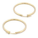 Hermosas Arracadas Lisas 2.9 Cm Oro Italiano Sólido 14k