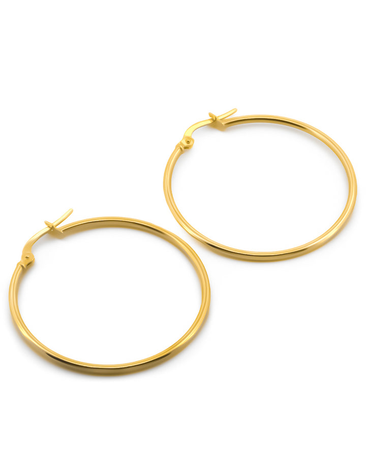 Arracadas Lisas 3.3 Cm Oro Sólido 14k