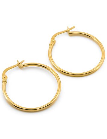 Arracadas Lisas 2.2 Cm Oro Sólido 14k