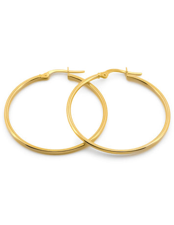 Arracadas Lisas 4.0 Cm Oro Sólido 14k