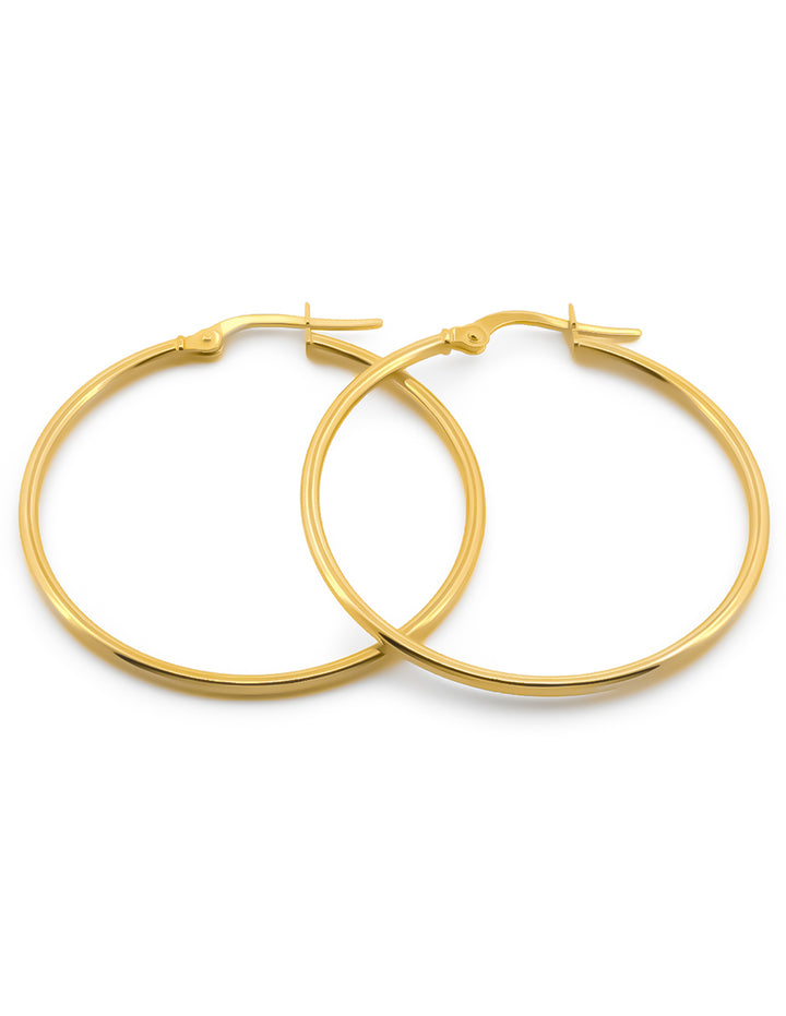 Arracadas Lisas 4.0 Cm Oro Sólido 14k