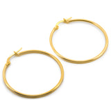 Arracadas Lisas 4.0 Cm Oro Sólido 14k