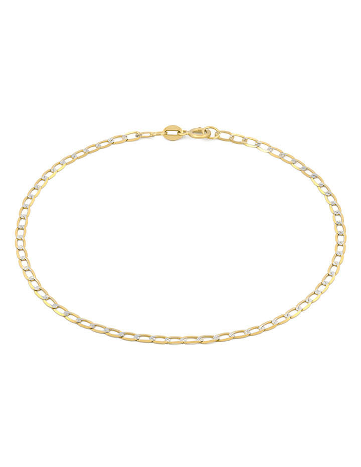 Pulso Barbada Inglesa Diamantada 18 cm Oro Sólido 10k