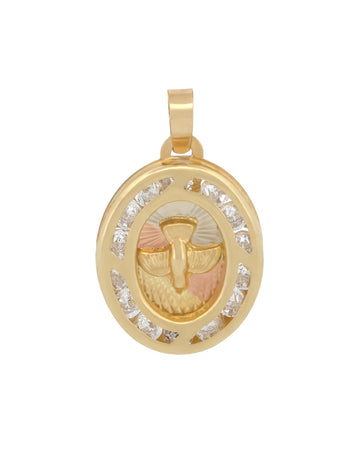 Medalla Espiritu Santo 1.3 cm Bautizo Bebe Oro Sólido 10k